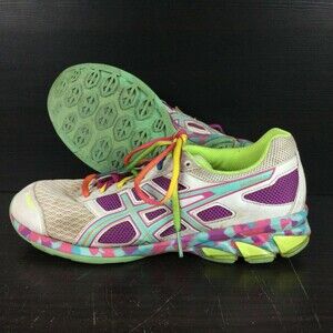 Asics Gel-Frantic 7 -Women's Sz 9.5- White/Colorful Running Jogging Shoes- T3A6Q